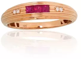 Diamond Sky Jewelry Auksinis žiedas su deimantais ir rubinais „Odette II“