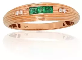 Diamond Sky Jewelry Auksinis žiedas su deimantais ir smaragdais „Odette III“