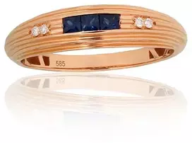 Diamond Sky Jewelry Auksinis žiedas su deimantais ir safyrais „Odette“