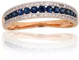 Diamond Sky Jewelry Auksinis žiedas su deimantais ir safyrais „Kamelija X“