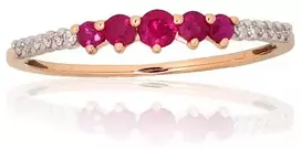 Diamond Sky Jewelry Auksinis žiedas su deimantais ir rubinais „Damaris II“