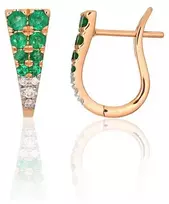 Diamond Sky Jewelry Auksiniai auskarai su deimantais ir smaragdais „Skylar III“