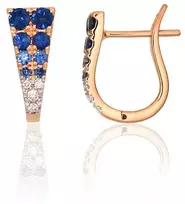 Diamond Sky Jewelry Auksiniai auskarai su deimantais ir safyrais „Skylar“