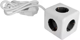 Maclean Oem Power strip cube 5 sockets max 3680W with 1,4m power cable E03 baltas