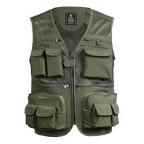 Fishing Travel Mesh Vest Fishing Vest Breathable with Zipper Pockets Summer Work Vest for Outdoor Activities XL armijos žalia spalva