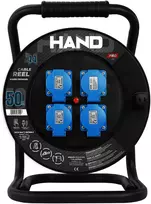 Plastrol Būgninis prailgintuvas linija hand pro; 3x(2P+Ž) +1x(USB-A; USB-C); IP44; 16A; H07RN-F; 3×1,5; 50m; Schuko juoda