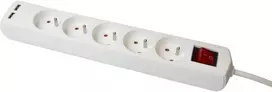 Plastrol Prailgintuvas su šešių lizdų bloku su jungikliu ir USB, eco, 5x2P+U, 10A, 3 m, baltas
