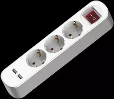 Hand Home ilginamasis laidas su trigubu lizdu, su jungikliu; schuko ir usb; 3x2p+su; 16a; 5m; baltas