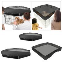 Puppy Playpen Cover Sunproof with Adjustable Half Mesh Dogs Top Cover Foldable Mesh Fabric Top Cover for Outdoor Indoor 36inch black