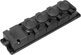 Orno Skaidrus rozgałęźnik IP44, 4 lizdai 2P+Z, 16 A, 230 V AC, guminis, nedegus, čekiškas standartas