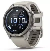 Išmanusis laikrodis Garmin fenix 9 Pro – inReach, 43mm, Titanium with Fog Pilkas/Dark Sandstone Silicone Band
