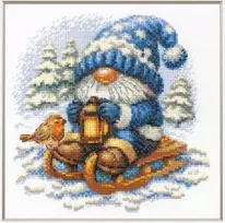 Riolis Siuvinėjimo kryželiu rinkinys "Snieguotas nykštukas" 20x20 cm SRA1045