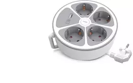 Plastrol 4-jų lizdų Schuko prailgintuvas su jungikliu ir USB-A bei USB-C lizdais
