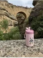 CARL OSCAR - Nerūdijančio plieno gertuvė su atlenkiamu šiaudeliu, 400ml, Žalias camel