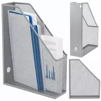 Lean Plieninis metalinis organizatorius – stovas biurui dokumentams ir segtuvams, vertikalus, sidabrinis, A4