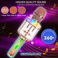 Belaidis Bluetooth Karaoke mikrofonas Q136 Su šviesos efektais, Spalva: Auksinė