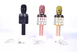 Belaidis Bluetooth Karaoke mikrofonas K068 Su šviesos efektais, Spalva: Auksinė