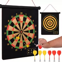 Jokomisiada Double-Sided Magnetic Dartboard with 6 Darts Skill Game GR0865