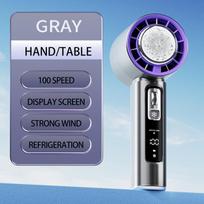 Semiconductor Refrigeration High-speed Handheld Electric Fan 4000mAh USB Portable Rechargeable Outdoor Small Fan tamsiai pilka spalva