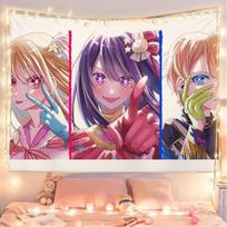 Oshi No Ko Anime Tapestry Polyester Wall Hanging Ai Hoshino Fan Decor for Bedroom Dorm Photo Backdrop 100X70CM blue