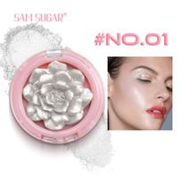 SAM SUGAR 3D Carved Rose Highlighter Powder Shimmer Illuminating Palette Face Body Eye Nose Contour Makeup Cosmetics for Women 7# pink