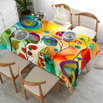 Artistic Floral Nordic Style  Vibrant Fantasy  Polyester Tablecloth, Washable, Durable Fabric, Rectangular Shape 100x145cm multi