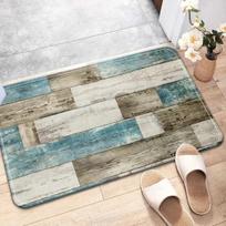 Crystal Velvet Wood Texture Home Bedroom Kitchen Bathroom Floor Mat, Water Absorbent Dirty Resistant Non-Slip Doormat 40X60CM gray