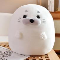 Seal Plush Stuffed Animal Whiteblue Plushie Seal Round Pillow Toys Kawaii Animal Pillow Cushion Soft Toy 30cm balta