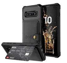 for Samsung Galaxy S20 S9 S10 Plus Note 9 Note 10 Plus Credit Card Case PU Leather Flip Wallet with Photo Holder Hard Back Cover for Galaxy S10 juoda