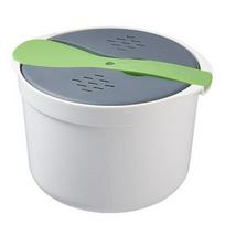 Large Capacity Round Kitchen Microwave Rice Cooker and Steamer Bento Box gray