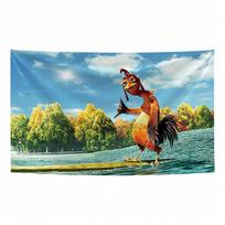 Nature Scenery Funny Chicken Surf Print Tapestry 1 pc Background Cloth Decorative Hanging Cloth Wall Cloth Layout Tapestry 74x94cm(29x37in) blue