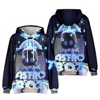 Astro Bot Space Background 3D All Over Print Hoodie, Game Character Pullover Hooded Sweatshirt XXS gray
