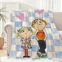 Anime Charlie and Lola Throw Lightweight 240g Flannel Blanket Soft Skin-friendly for Summer Cooling 75x100cm (30x40inch) gray