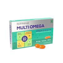 JUBILANT Nutrihance Multiomega 100% Vegan Omega Softgel|Omega 3-5-6-7-9 Vitamin D3 (10 Capsules),1 Count