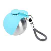 Pet Water Bottle Stainless Steel Food Grade Silicone Portable Dog Drinking Water Dispenser For Outdoor Walking Hiking mėlyna