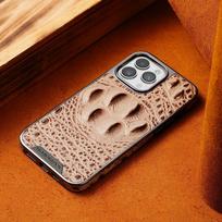 Luxury Alligator Texture Cowhide Leather Case for iPhone 17 Pro Max 16 Plus 15 14 13 12 Pro Plating Edge Protective Phone Cover iPhone 12 pilka