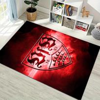 VfB Stuttgart Club Crest Red Smoke Effect Print Area Rug Non‑Slip Rectangular Floor Mat Football Fan Gaming Bedroom Living Home Decor Rug 40x60cm( 15x23in ) red