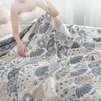 100% medvilninis užmetamas pledas sofai, lovai, kėdutei, sofai, 4 sluoksnių medvilninė dygsniuota megzta-austa boho lovos antklodė, universali itin minkšta dekoratyvinė antklodė moterims 150x200cm mėlyna