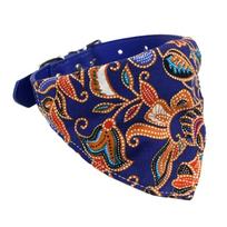 Japanese Style Sphynx Cat Collar for Cats Goats Flower Print Pet Collars with Bandanas Chinchilla mascotas Accessories Scarves XS-neck 19-27cm mėlyna