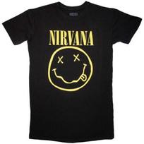 Nirvana Womens_Ladies Yellow Happy Face T-Shirt S juoda