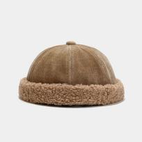 2025 Autumn and Winter Polyester Warm Solid Docker Cap Brimless Hat Beanie Landlord Sailor Cap Men and Women One Size chaki
