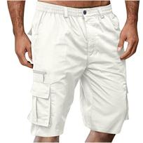 Men's Casual Cargo Shorts with Multiple Pockets, Relaxed Fit, Lightweight Fabric, Elastic Waistband, for Outdoor Activities and Daily Wear XL balta