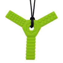 1 Pcs Baby Teether Y Shape Sensory Chew Necklace With Rope Silicone Teeth Glue For Teething Autism Biting Chewing Baby Care žalia