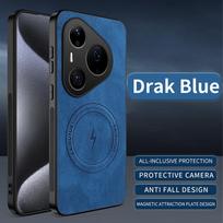 For Huawei Pura 90 Pro Max Vintage Business Phone Case Cover Sheepskin Leather Magnetic Case Huawei Pura 90 Pro Wireless Case Huawei Pura 90 Pro mėlyna