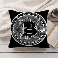 Bitcoin Cryptocurrency Btc Cushion Cover Silky Short Plush Invisible Zipper Dustproof Sofa Pillow Case For Home Decor Peach skin 18*18(CM)-1Pcs gray