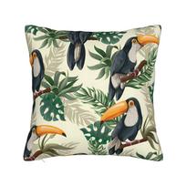 Toucan Tropical Pillow Cover, Vibrant Bird And Leaf Pattern Cushion Case For Living Room Bedroom Home Decor Gift 40X40Cm Peach skin 18*18(CM)-1Pcs black