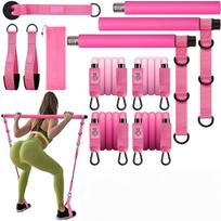 Pilates Bar Kit with Resistance Bands, Pilates Workout Equipment for Legs, Hip, Waist, Arm, Squats Exercise Equipment for Home Workouts Popularity pink