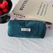 Vintage Corduroy Pencil Case: Large, Solid Color, High-Capacity Stationery & Makeup Bag ruda