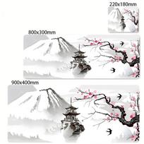 Cherry Blossom Mouse Pad Art Scenery Mousepad Large Sakura Desk Mat Anti-Slip Rubber Base Soft Cloth Stitched Edges Gaming Mats 30cmx60cm(11.8x23.6inch) white