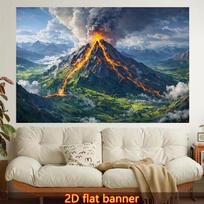 Dramatic Volcano Mountain Lava Landscape Tapestry Wall Hanging Polyester Art Print Boho Decor for Living Room Bedroom Home 100X70CM gray